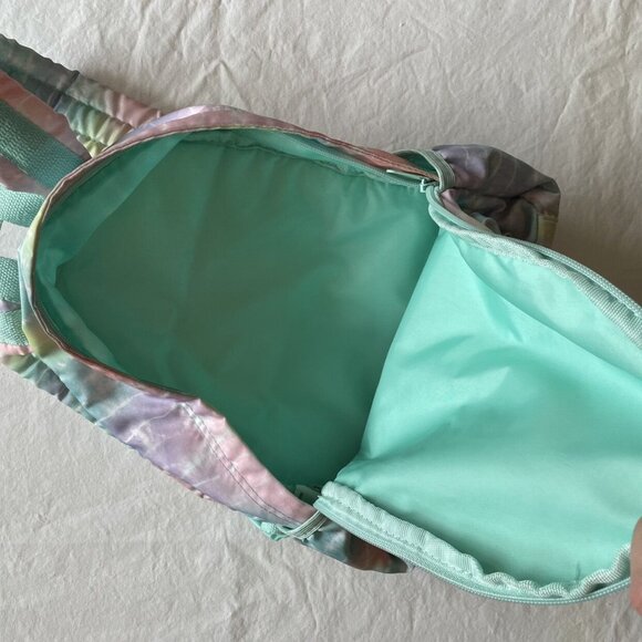 Pastel Tie-Dye Mini Backpack With Front Zipper Pocket & Adjustable Straps - Picture 7 of 10